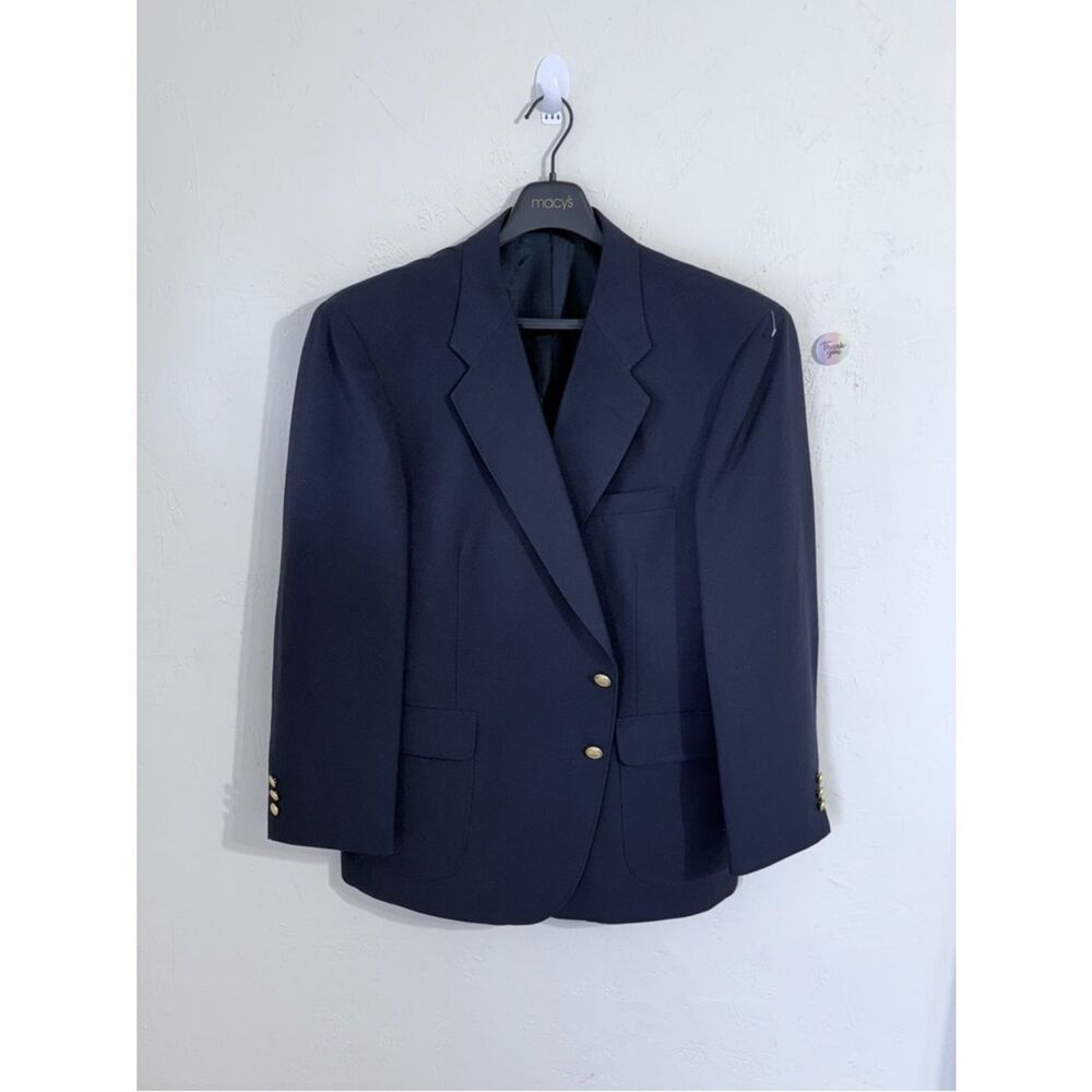 David Taylor‎ Men’s Navy Blue Blazer Sport Coat Gold Buttons 46R Classic